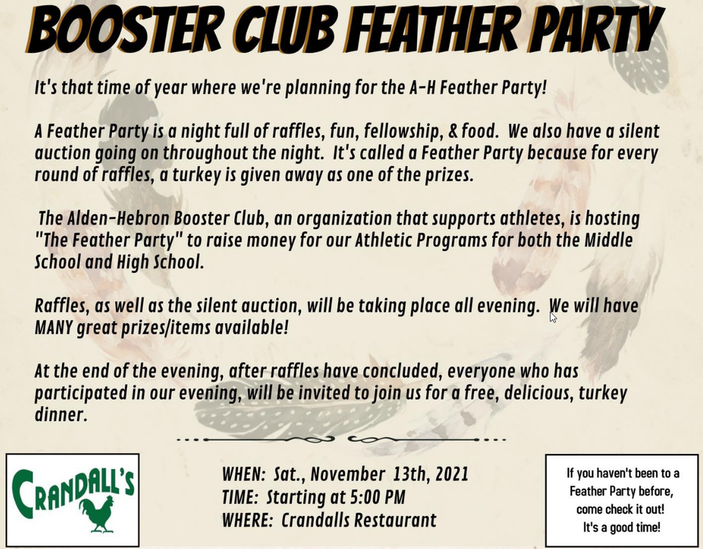 Booster Club Feather Party