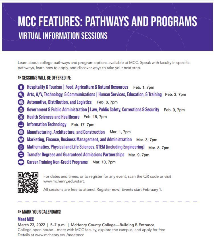 MCC Pathway-specific Information Sessions 